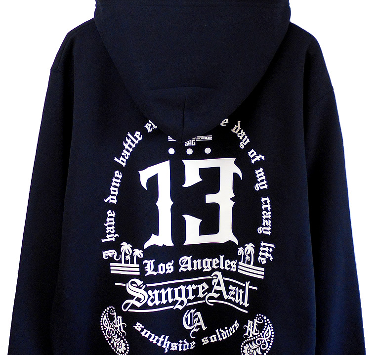 zipup hood 13 my crazy life gangsta ジップパーカー ロサンゼルス ウエストコースト チカーノ チョロ ギャングスタファッション ヒップホップ