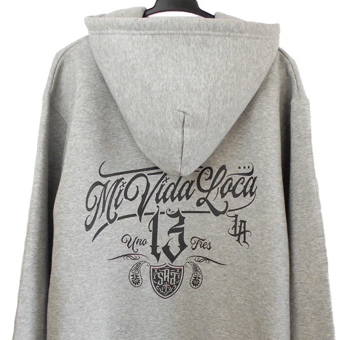 clothimg ジップアップパーカー zipup hoody mi vida loca cholo chola ロサンゼルス ウエストコーストファッション チカーノ ストリートファッション gangsta ヒップホップ